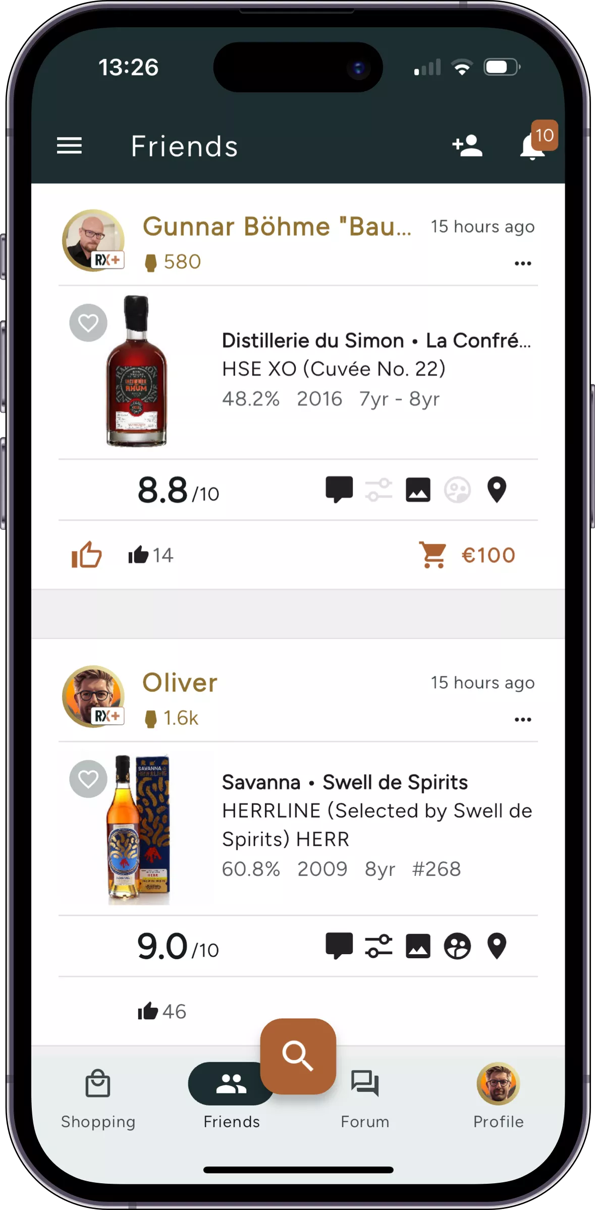 Screenshot of the community feed (iOS app)